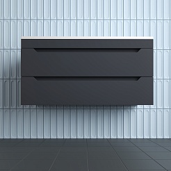 Style Line Тумба с раковиной Остин 100 подвесная графит – фотография-3